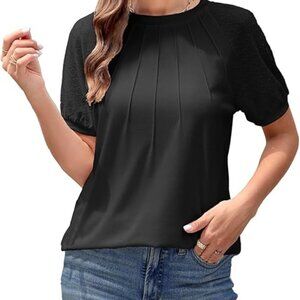 Zanzea Women's Summer Top Puff Blouse Size Med Black